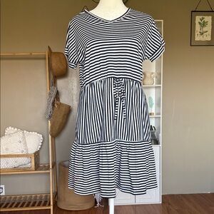 Tickled Teal Striped Blue Navy Dress